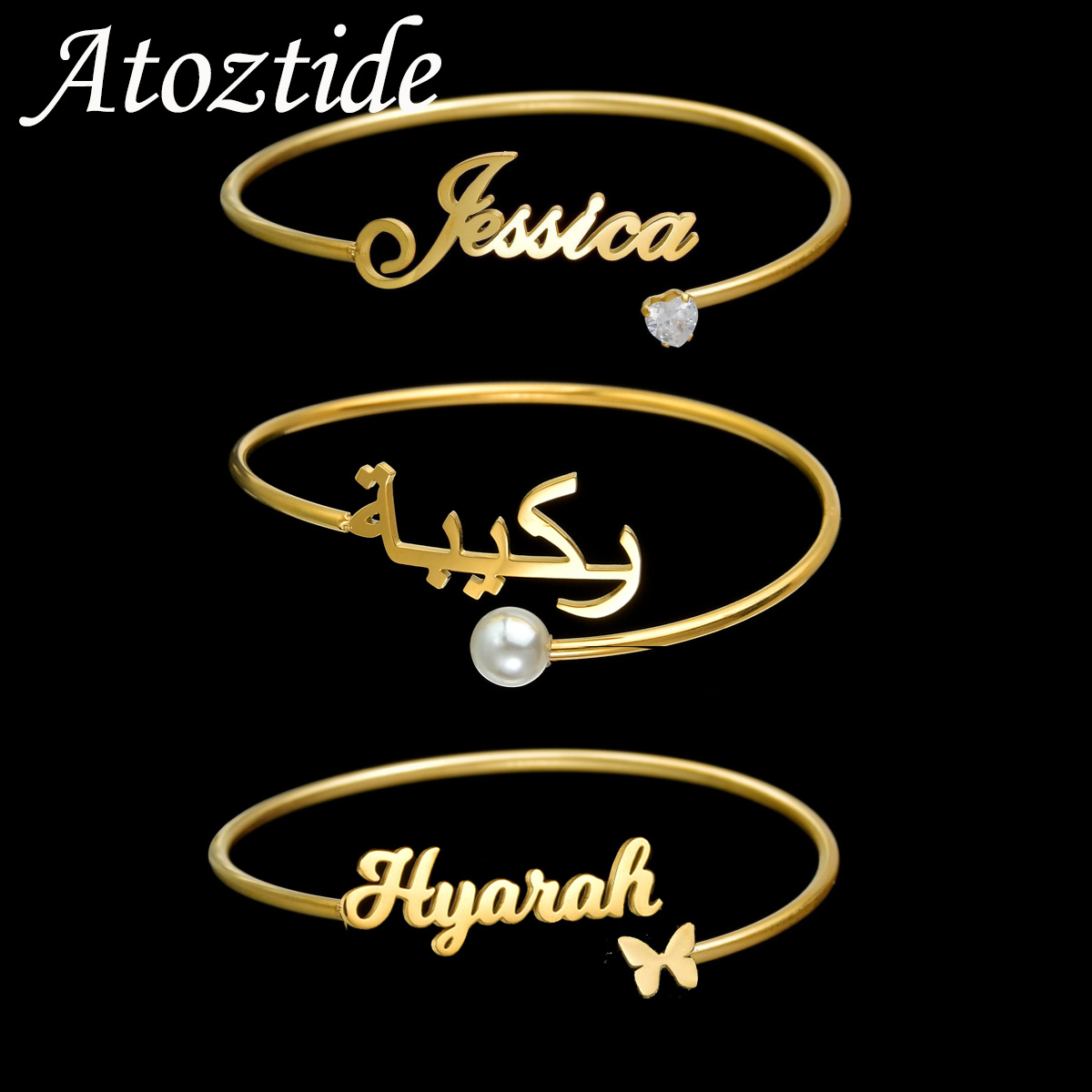 Atoztide Personalized Custom N - Cuff Bangle Bracelet review and price