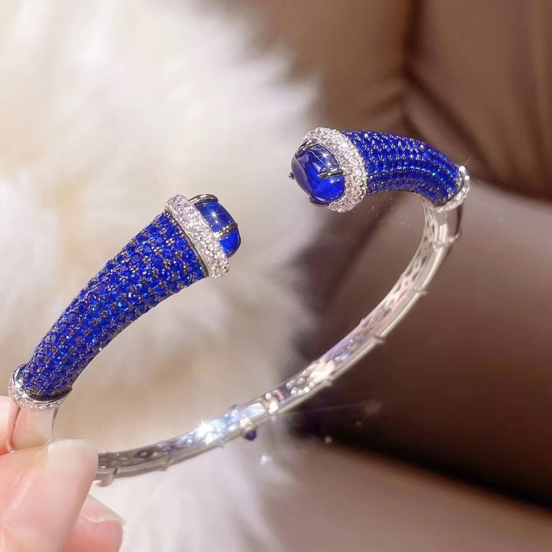 s925 Sterling Silver Blue High - Cuff Bangle Bracelet review and price